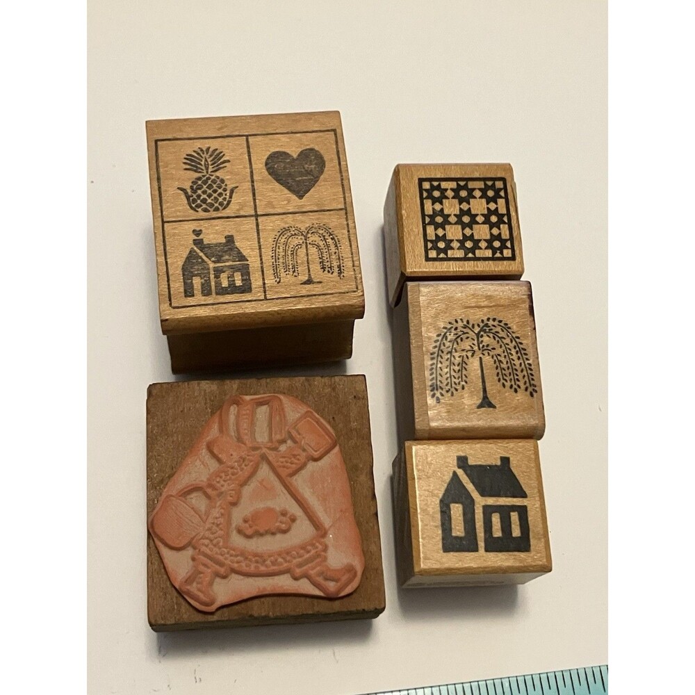 PSX/All Night Media lot of rubber stamps country prim house quilt home cottage